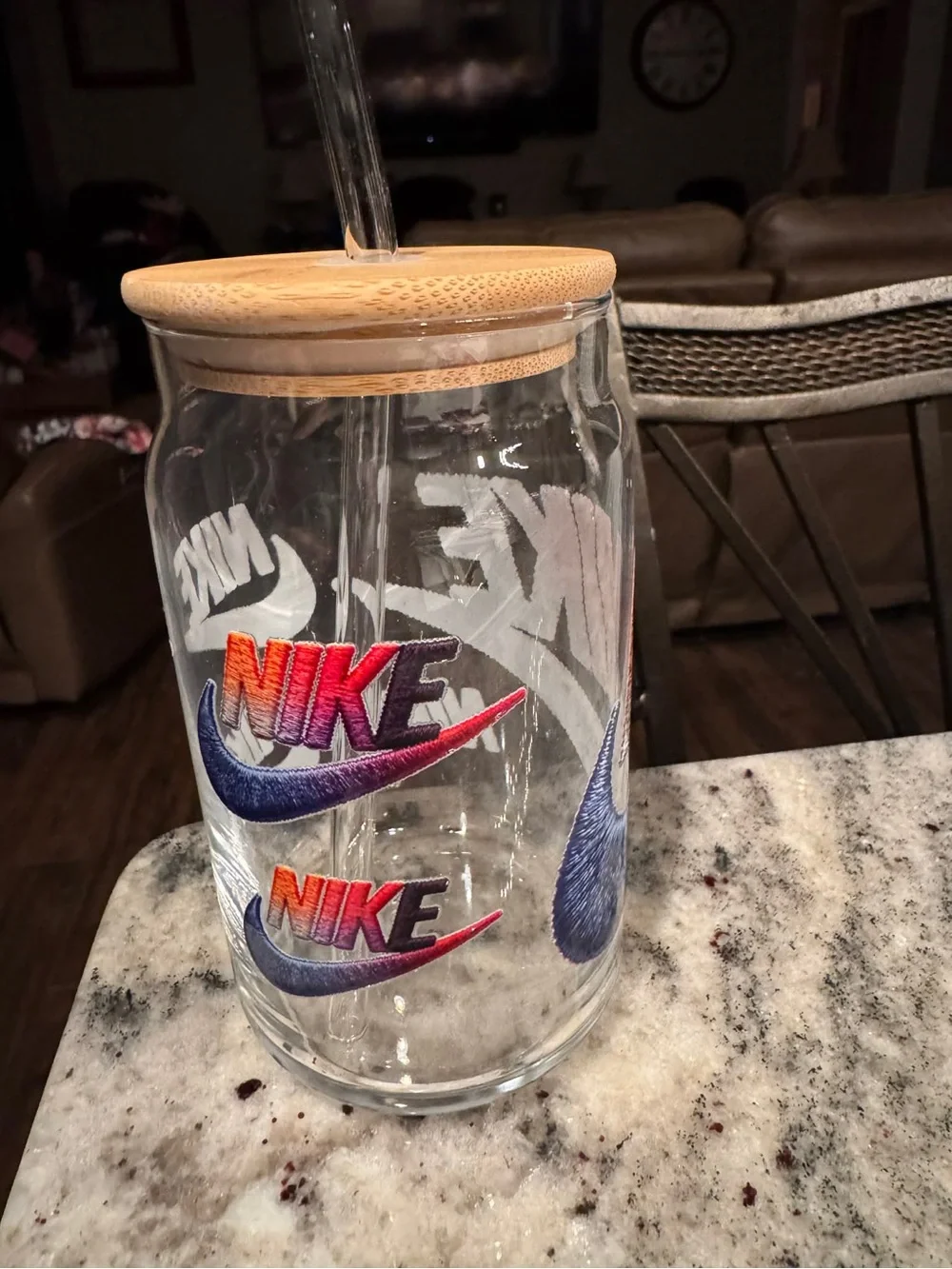 Nike branded glass